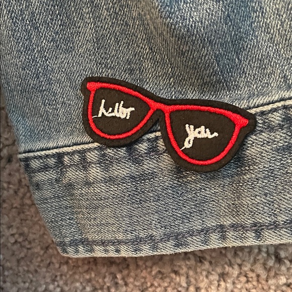 Merona Denim Jacket L w 8Iron ons separate now or can be ironed before shipping! - Picture 7 of 12